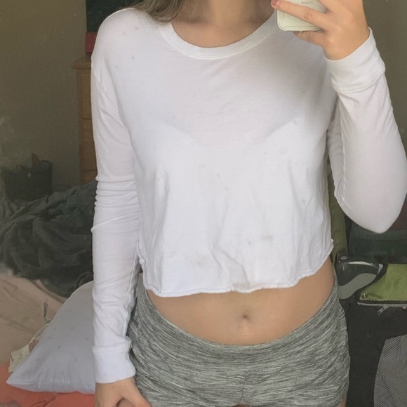 Long sleeve cropped white shirt - Picture 2 of 3